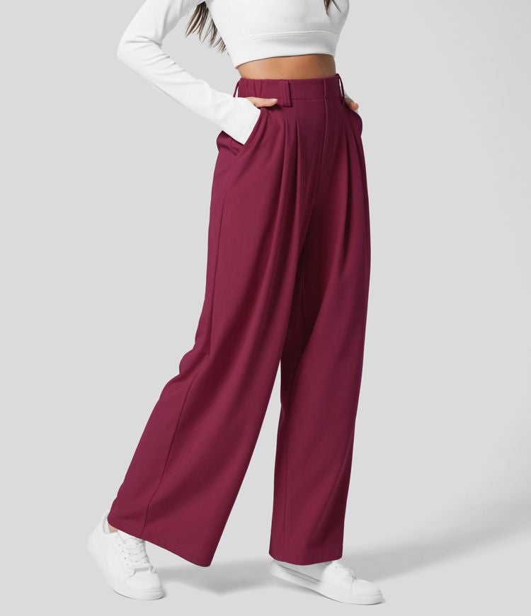 High Waisted Stretch Pants™ - Waffle Texture and Wide Legs