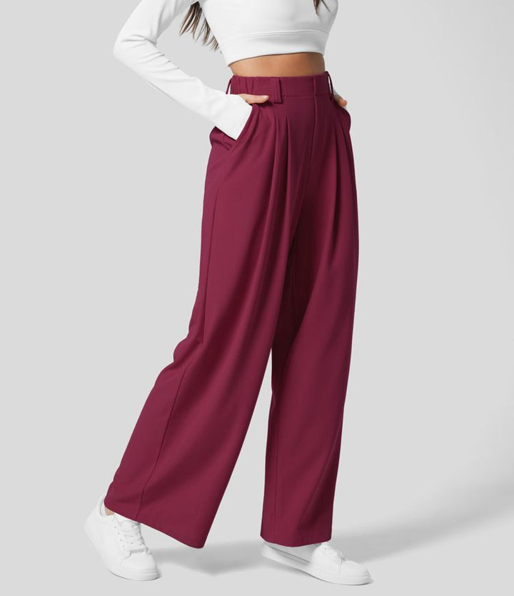 High Waisted Stretch Pants™ - Waffle Texture and Wide Legs