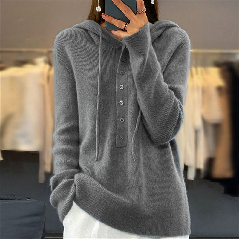 Solid Color Hooded Sweater
