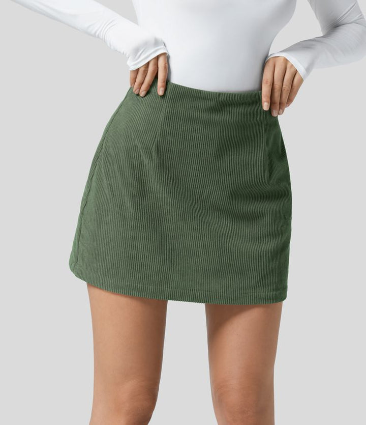 Performance Mini Skirt - Corduroy Fabric with Hidden Shorts and Zip