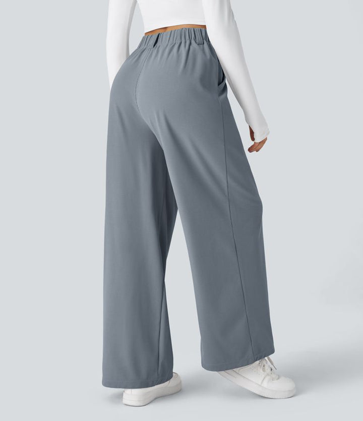 High Waisted Stretch Pants™ - Waffle Texture and Wide Legs