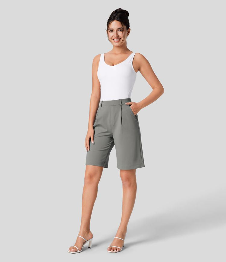 Bermuda Shorts™ - High-waisted shorts with pleated side pockets
