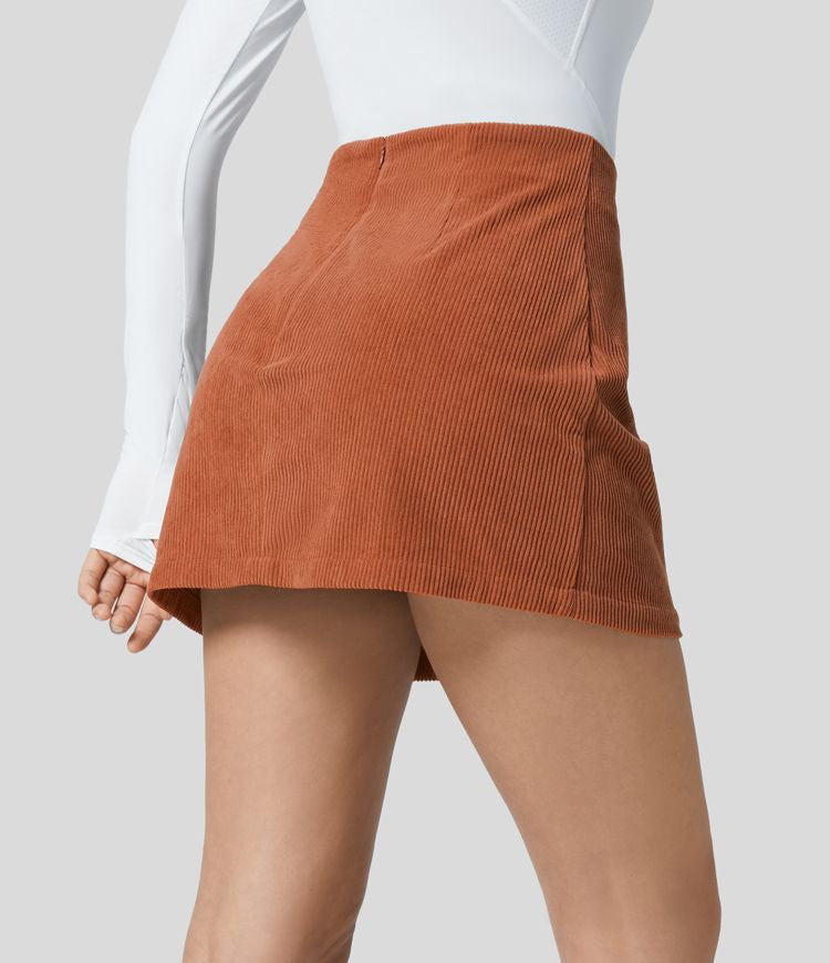 Performance Mini Skirt - Corduroy Fabric with Hidden Shorts and Zip