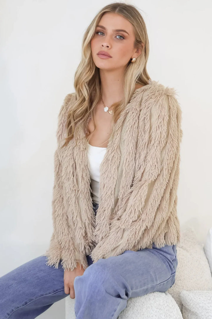 Hilton Jacket - Faux Fur Open Front Jacket