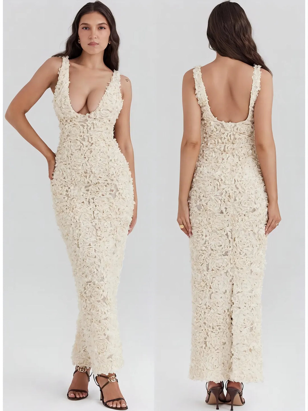 Three-dimensional Flowers Sexy High-Waisted Slimming Dress