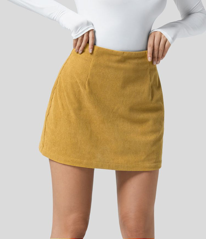 Performance Mini Skirt - Corduroy Fabric with Hidden Shorts and Zip