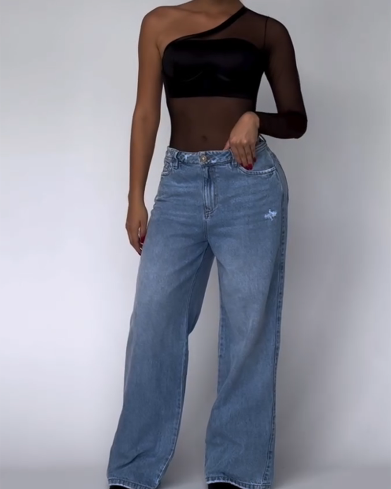 Mesh Irregular Jumpsuit Top