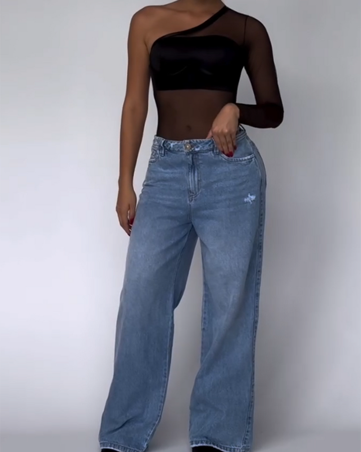 Mesh Irregular Jumpsuit Top