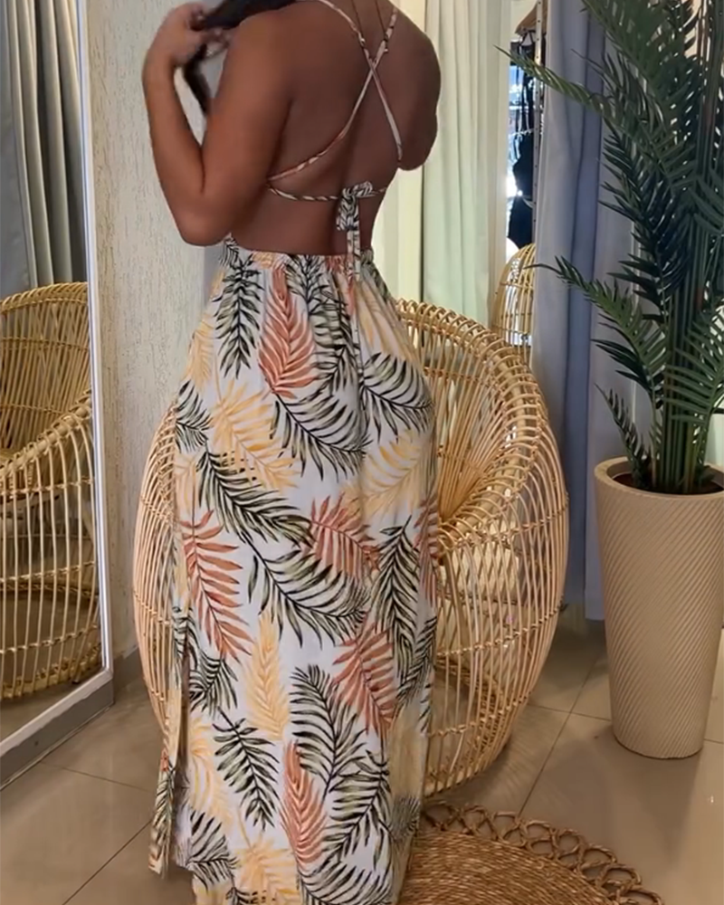 Printed Backless Dress