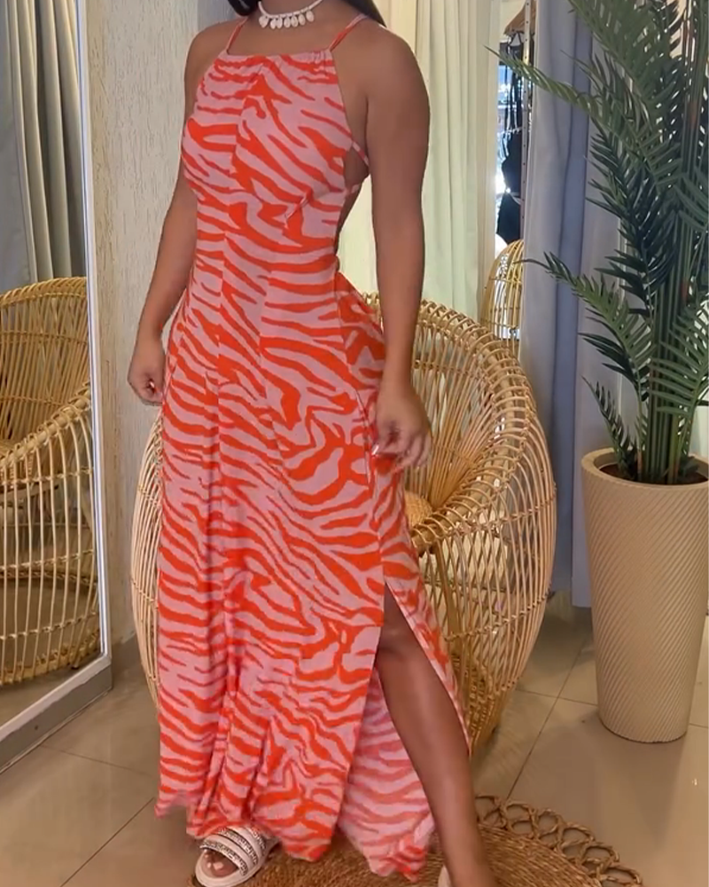 Printed Backless Dress