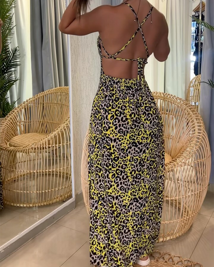 Printed Backless Dress