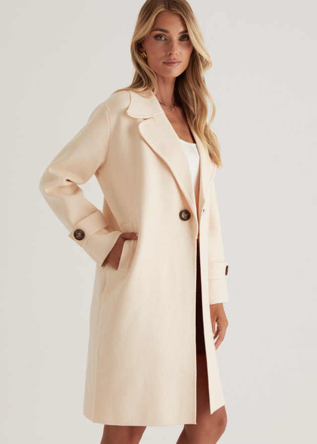 Chayso Knit Coat - Cream