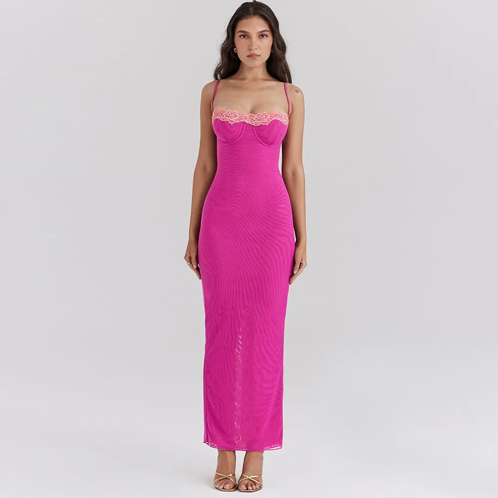 hot girl resort style suspender backless long skirt