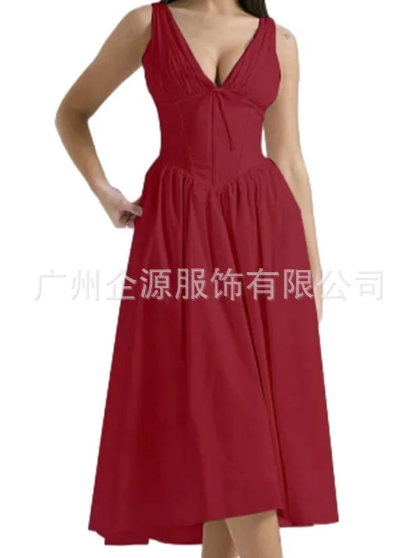 New V-Neck Slim Printed Dress