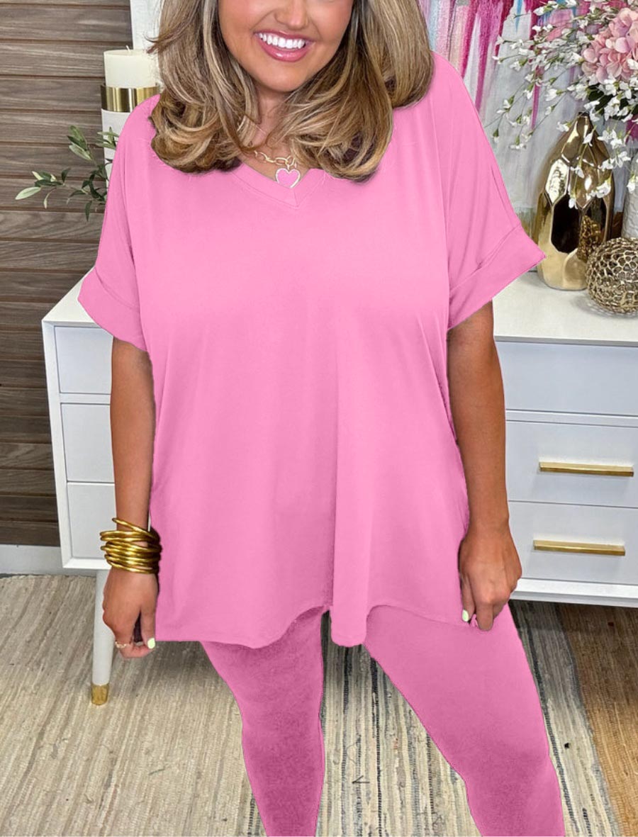 Women's Ultra Comfy Short Sleeve Tee and Legging Set