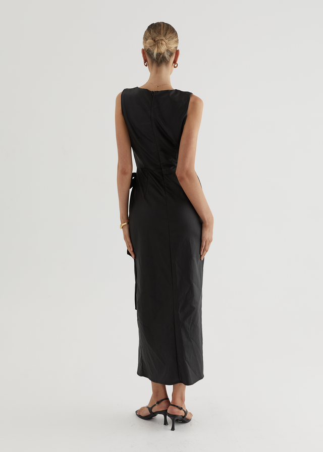 Ishka Coated Midi Dress - Black