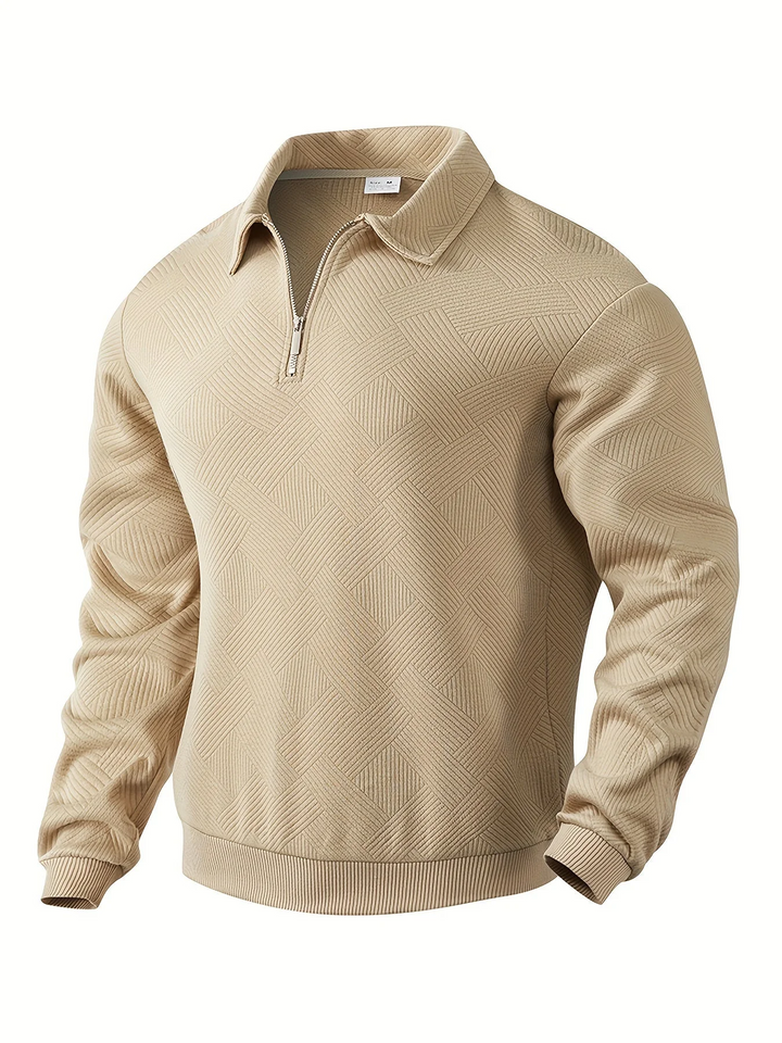 The Camden™ | Vintage Zip-Up Pullover with Geometric Design