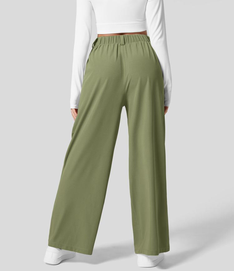High Waisted Stretch Pants™ - Waffle Texture and Wide Legs