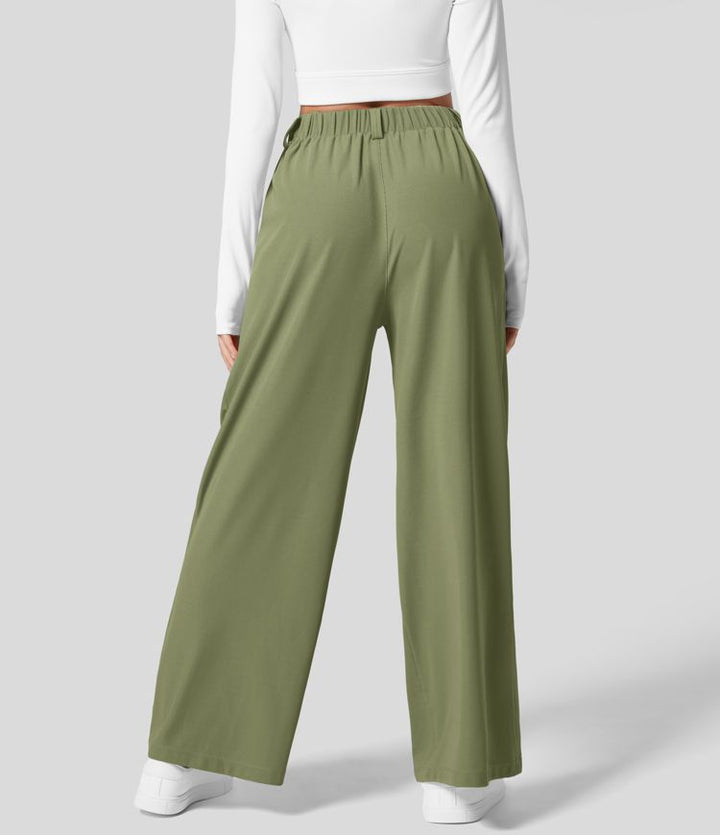 High Waisted Stretch Pants™ - Waffle Texture and Wide Legs
