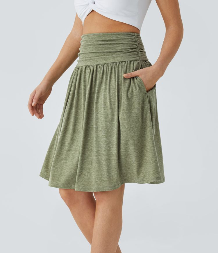 Resort Flow Skirt™ -High Waisted with Ruched Side Pockets.