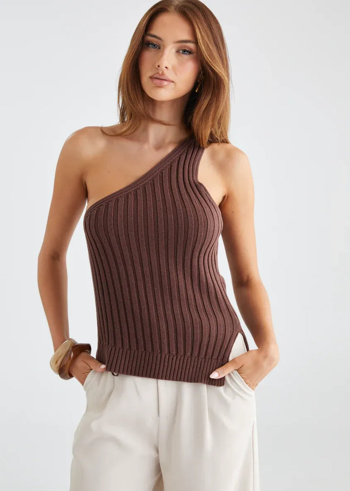 One Shoulder Knit Top