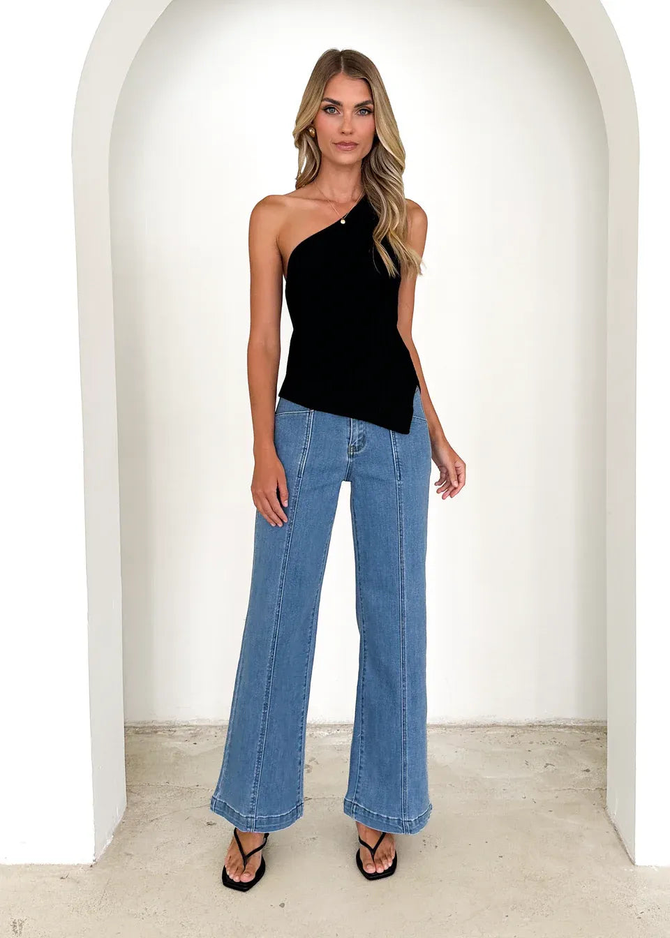 One Shoulder Knit Top