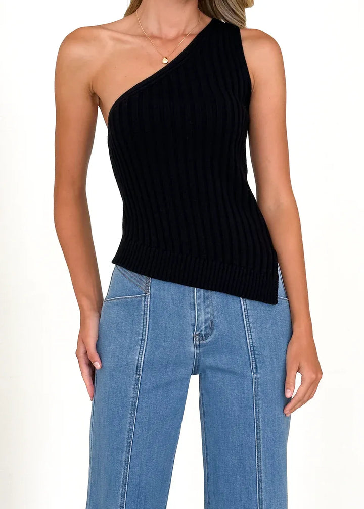 One Shoulder Knit Top
