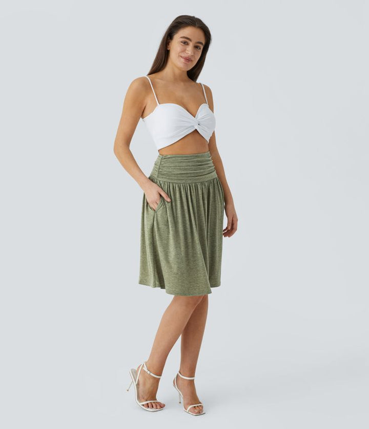 Resort Flow Skirt™ -High Waisted with Ruched Side Pockets.