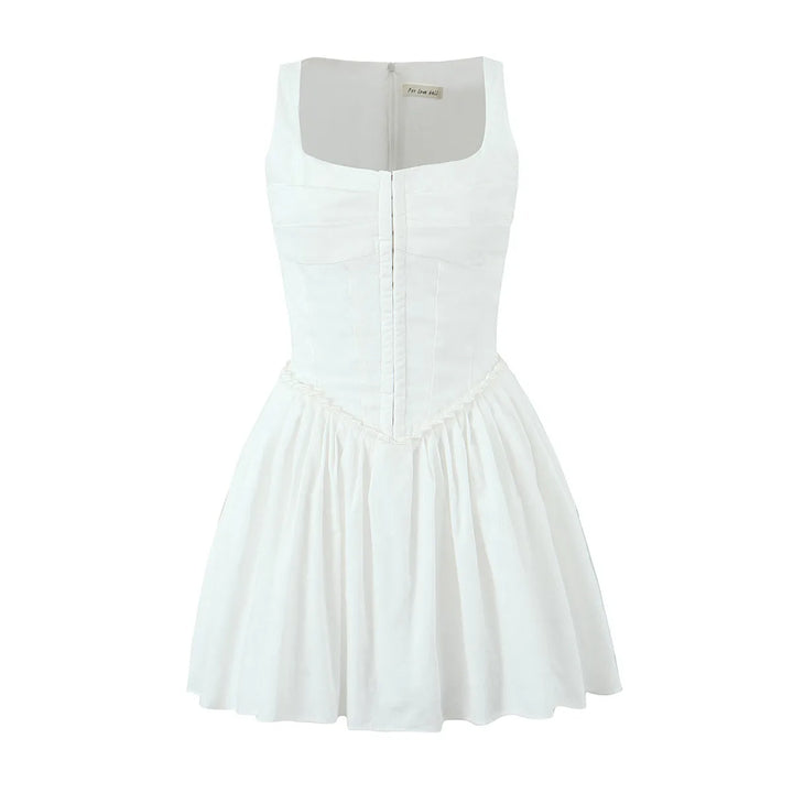 French vintage square neckline slimming waist slimming strapless dress