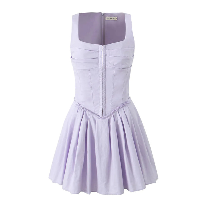 French vintage square neckline slimming waist slimming strapless dress