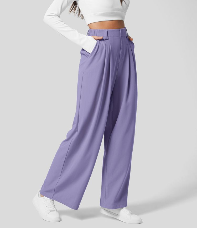 High Waisted Stretch Pants™ - Waffle Texture and Wide Legs