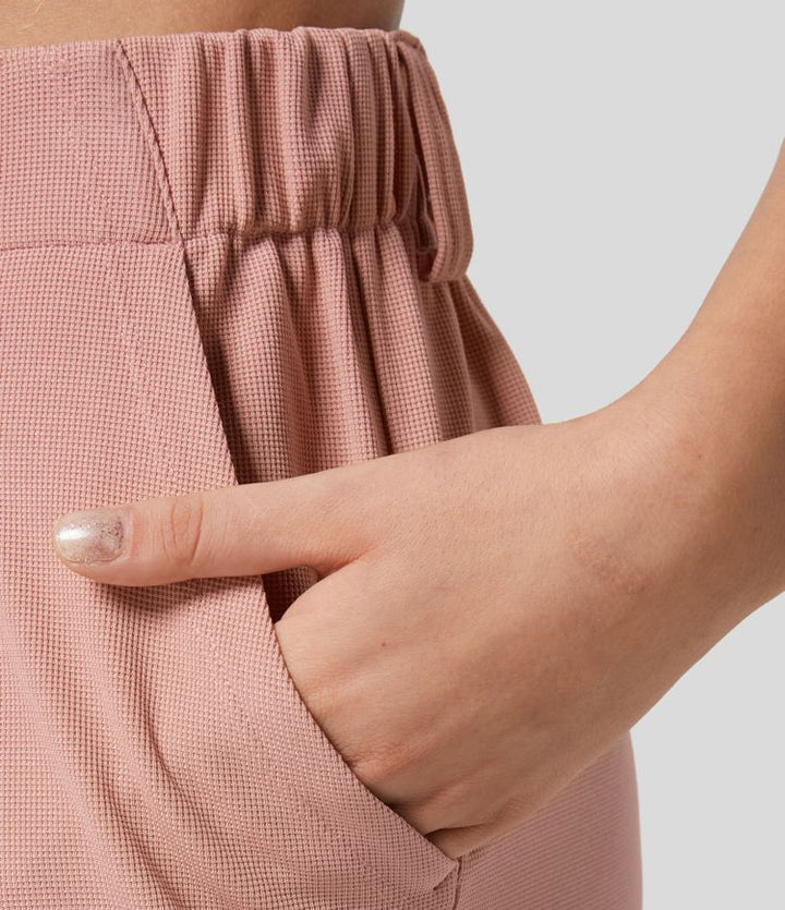 High Waisted Stretch Pants™ - Waffle Texture and Wide Legs