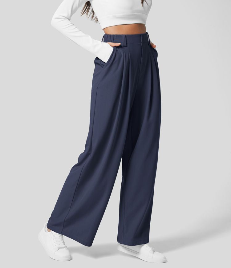 High Waisted Stretch Pants™ - Waffle Texture and Wide Legs