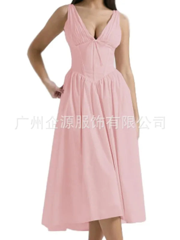 New V-Neck Slim Printed Dress