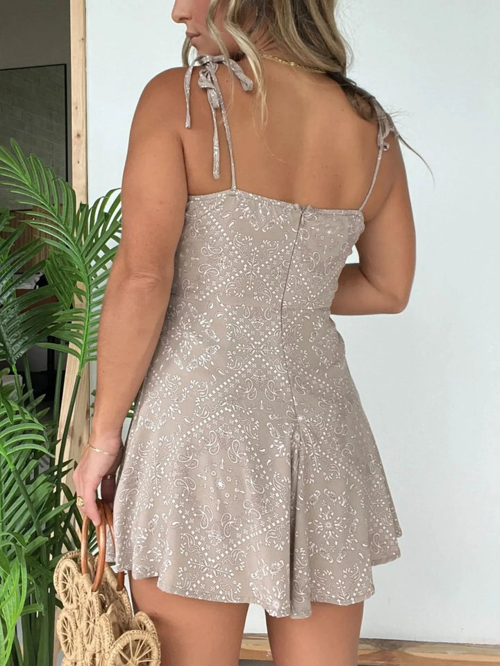 Give It A Go Paisley Romper Taupe