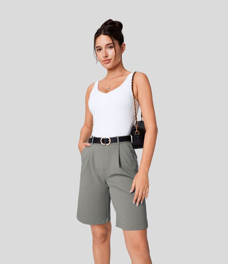 Bermuda Shorts™ - High-waisted shorts with pleated side pockets