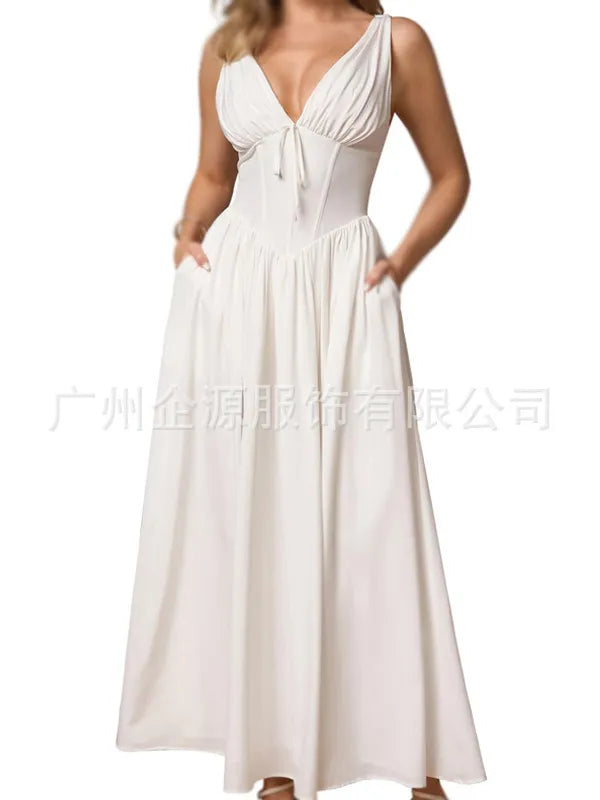 New V-Neck Slim Printed Dress