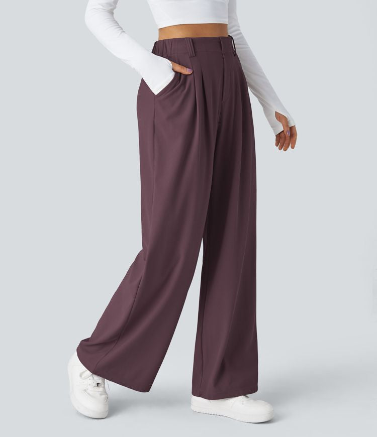 High Waisted Stretch Pants™ - Waffle Texture and Wide Legs