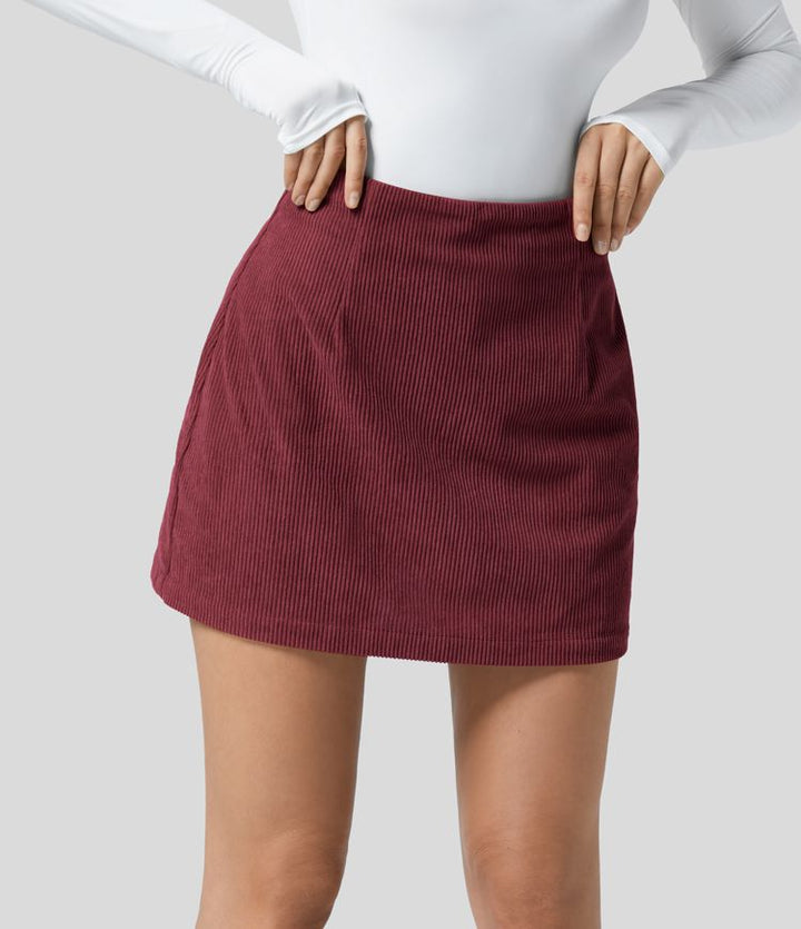 Performance Mini Skirt - Corduroy Fabric with Hidden Shorts and Zip