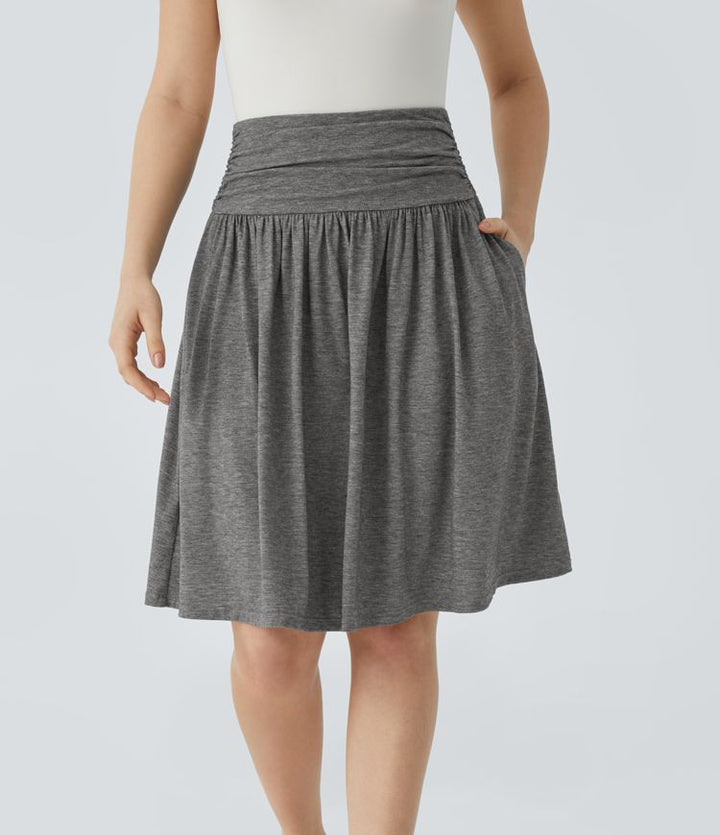 Resort Flow Skirt™ -High Waisted with Ruched Side Pockets.