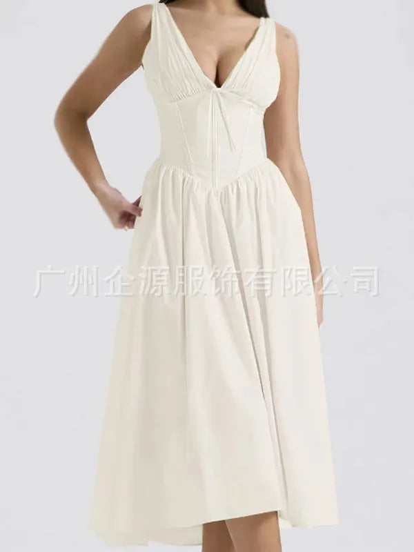 New V-Neck Slim Printed Dress