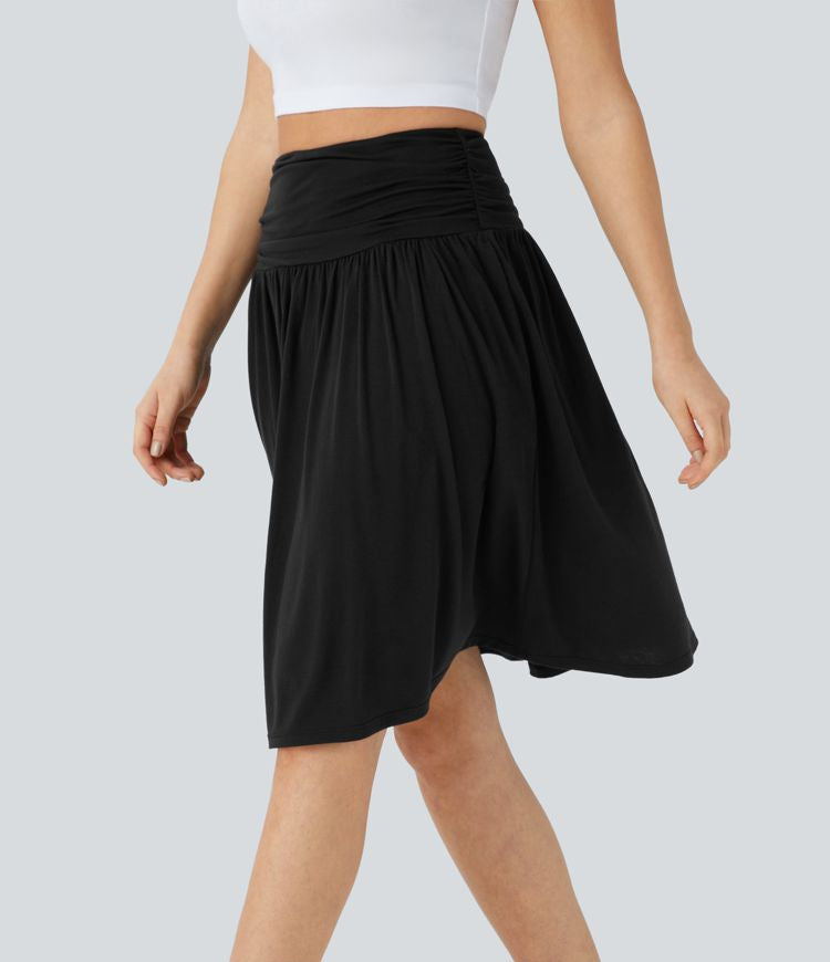 Resort Flow Skirt™ -High Waisted with Ruched Side Pockets.