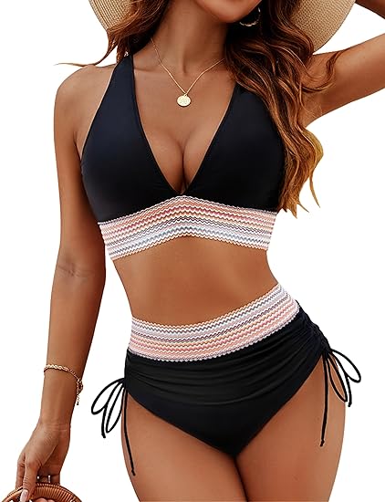 Tummy Control Color Block Bikini Set