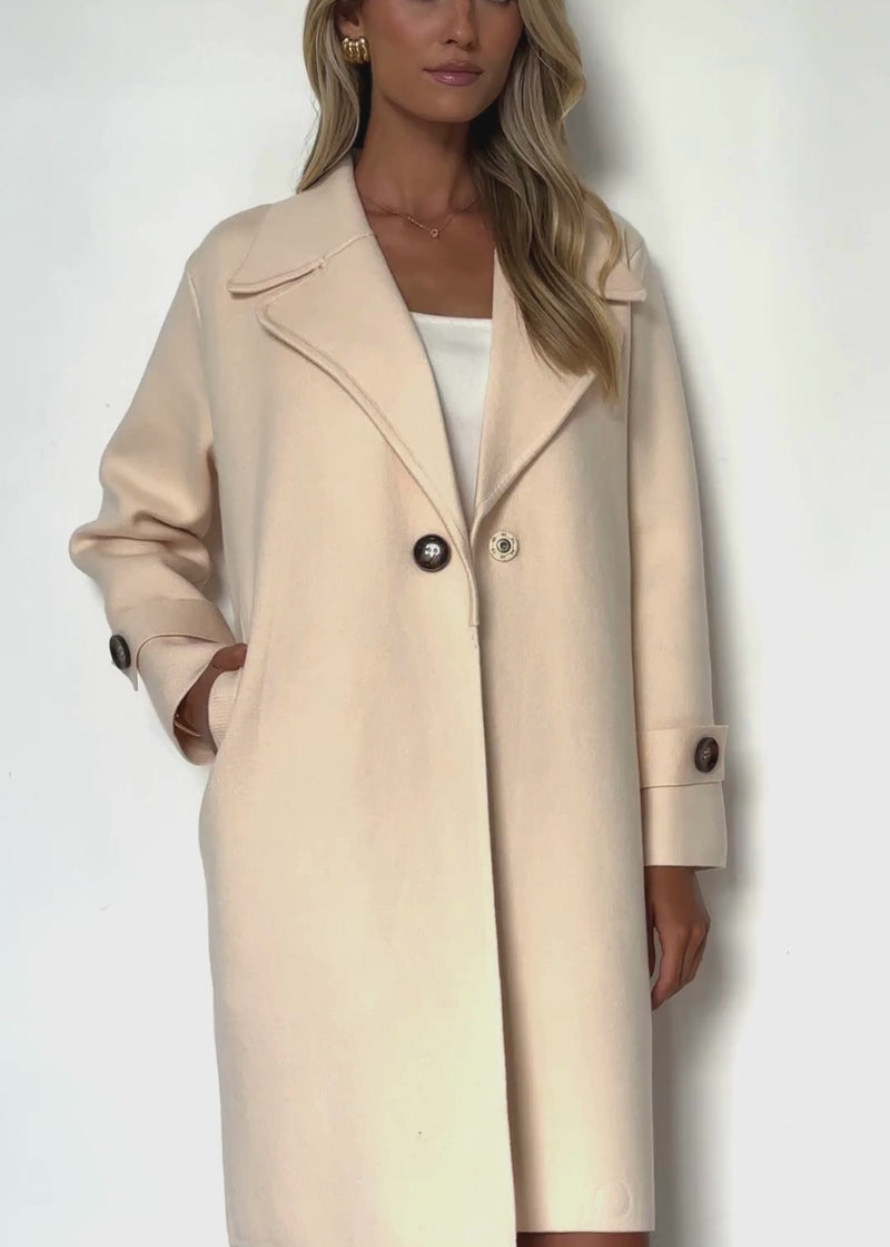 Chayso Knit Coat - Cream