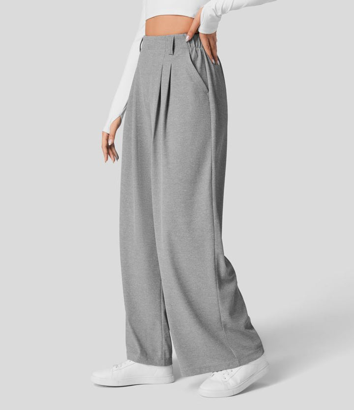 High Waisted Stretch Pants™ - Waffle Texture and Wide Legs