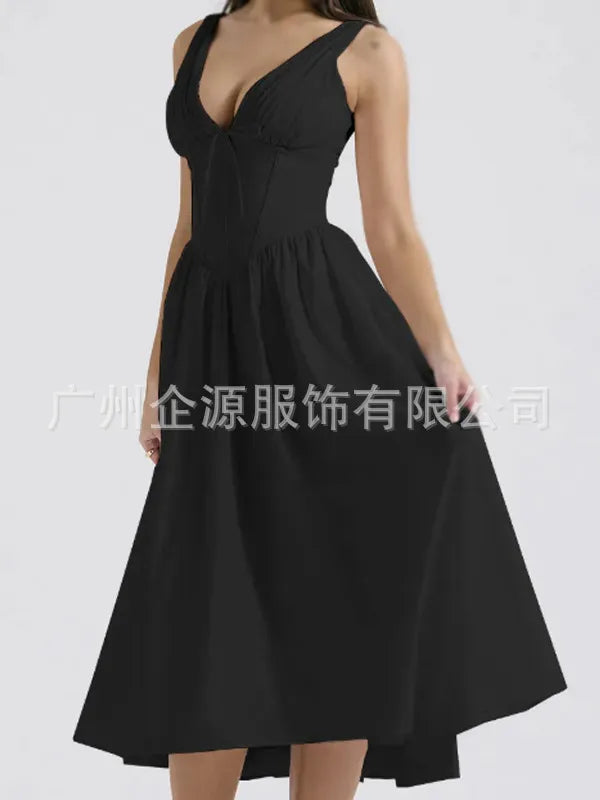 New V-Neck Slim Printed Dress