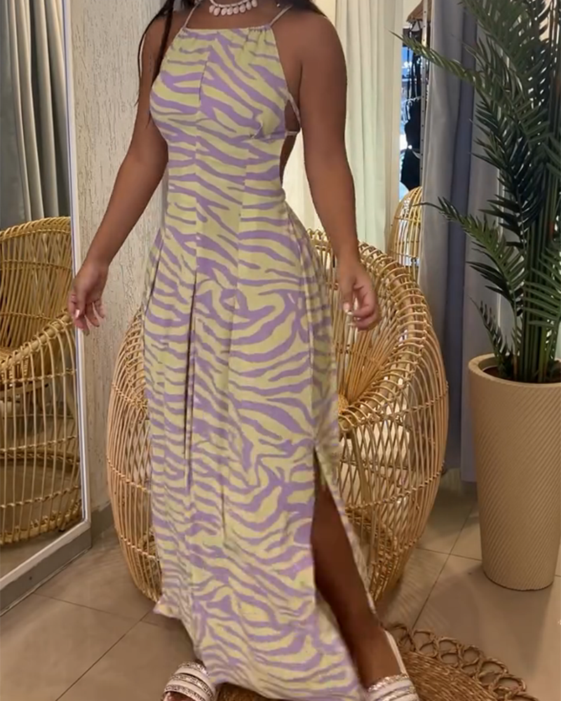 Printed Backless Dress