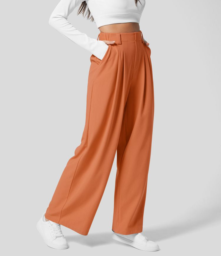 High Waisted Stretch Pants™ - Waffle Texture and Wide Legs