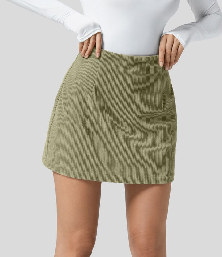 Performance Mini Skirt - Corduroy Fabric with Hidden Shorts and Zip