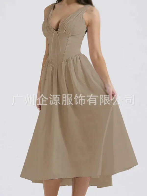 New V-Neck Slim Printed Dress